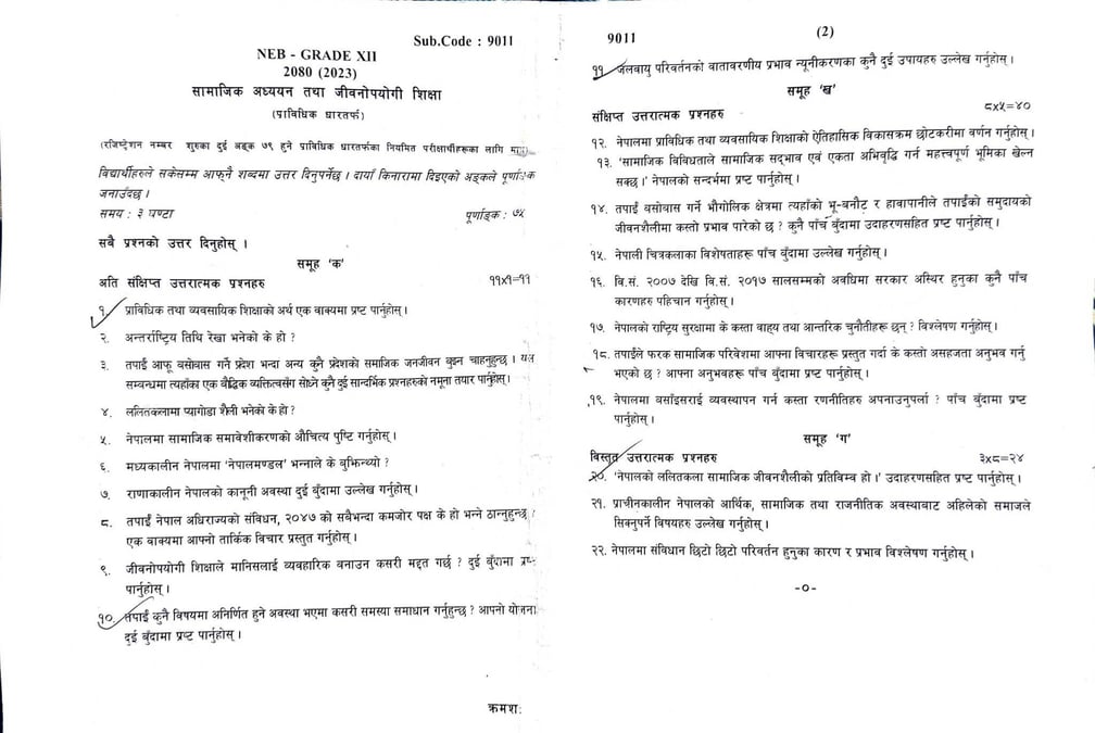 पढाइ एउटा विषयको, परीक्षा अर्काे विषयको