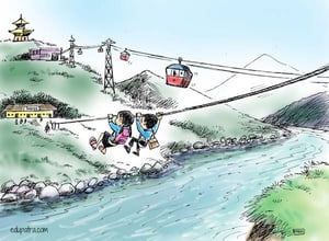 Tuin, ropeway for school, cable-cars for temples